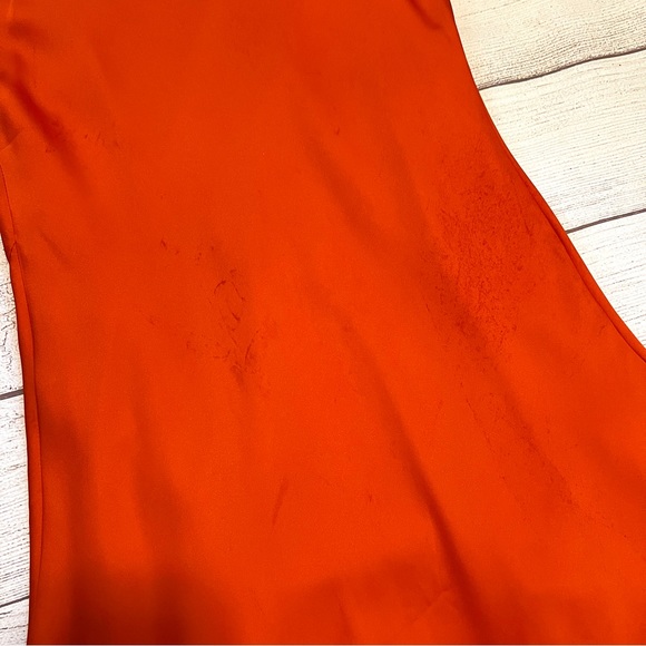 EXPRESS Satin Cowl Neck Asymmetrical Hem Maxi Slip Dress - Picture 9 of 16